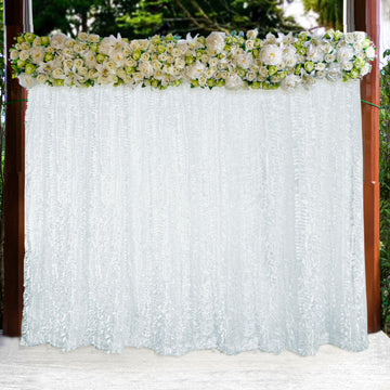 White 3D Leaf Petal Taffeta Fabric Photo Backdrop Curtain
