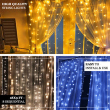 20ftx10ft White Sheer Organza w/Warm LED Lights Photo Backdrop Curtain