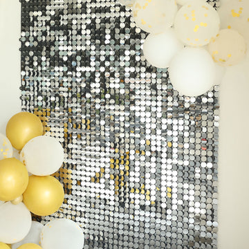 Ritzy Silver Round Sequin Shimmer Wall Photo Backdrop Panels