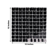 sparkle & sequin backdrops: a square of black plastic sequin wall backdrop panels with measurements of 12 inches and 12 inches