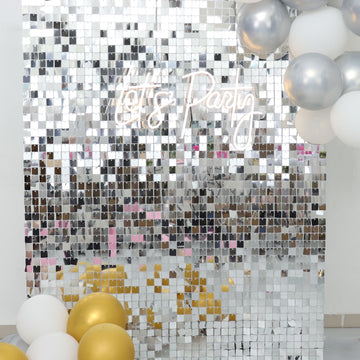 Ritzy Silver Square Sequin Shimmer Wall Photo Backdrop Panels