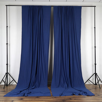 Navy Blue Scuba Polyester Curtain Panel - Flame Resistant Backdrops for Elegant Event Decor