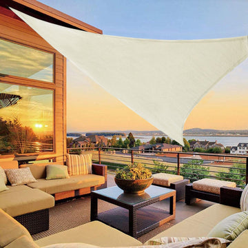 Create a Cool and Inviting Outdoor Oasis with the Ivory Triangular UV Block Sun Shade Sail