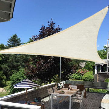 Create a Cool and Calming Outdoor Retreat with the Ivory Triangular UV Blocking Sun Shade Sail