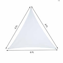 White Stretch Spandex Triangle Ceiling Drapes Sun Shade Sail with measurements of 6 ft and 6 ft