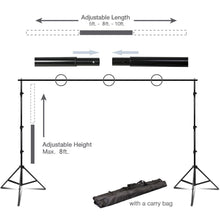 8 Feet x 10 Feet Photography Backdrop Stand Kit Adjustable Metal With 2 Free Backdrops