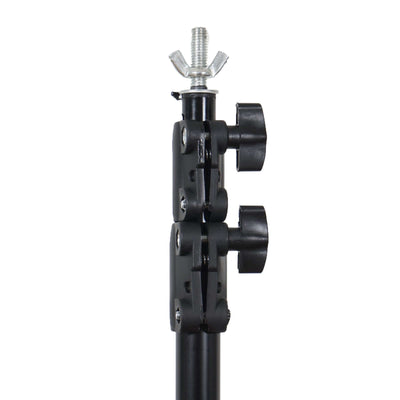 Black adjustable tripod mount with locking knobs