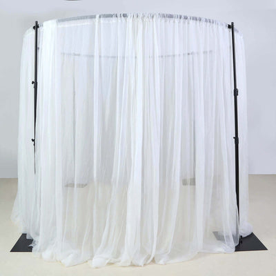 Sheer white fabric canopy with black frame for events or photography