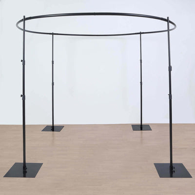 Black backdrop support frame for photography or display purposes.