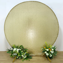 7.5ft Champagne Sparkle Sequin Photo Backdrop Stand Cover, Shimmer Round Wedding Arch Cover