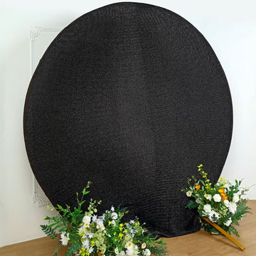 Add Glamour to Your Event with the Black Metallic Shimmer Tinsel Spandex Party Photo Backdrop