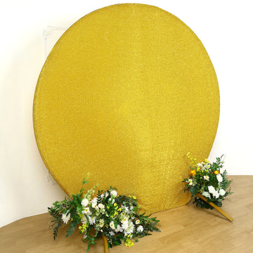 Dazzle with Gold Metallic Shimmer Tinsel Spandex Party Photo Backdrop