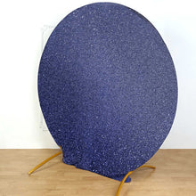 7.5ft Navy Blue Metallic Shimmer Tinsel Spandex Round Backdrop, 2-Sided Wedding Arch Cover
