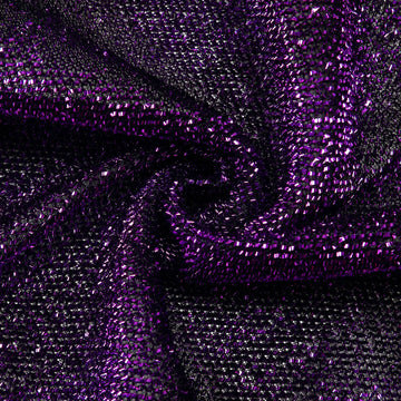Turn Any Venue into a Spectacle with the Purple Metallic Shimmer Tinsel Spandex Party Photo Backdrop