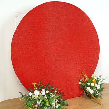Add a Touch of Elegance with the Red Metallic Shimmer Tinsel Spandex Party Photo Backdrop