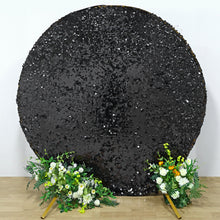 7.5ft Sparkly Black Double Sided Big Payette Sequin Round Fitted Wedding Arch Cover