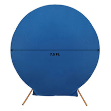 Arch Covers and Fitted Backdrop Covers: Spandex Royal Blue Double Sided Circle that is 7.5 ft in diameter