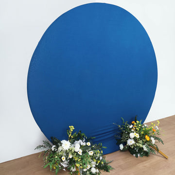 Elevate Your Event Decor with the Matte Royal Blue Round Spandex Fit Wedding Backdrop Stand Cover 7.5ft