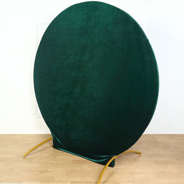 Elevate Your Event with the Hunter Emerald Green Soft Velvet Fitted Round Wedding Arch Backdrop Cover