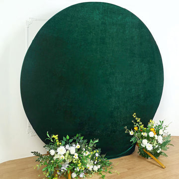 Create Unforgettable Moments with the Hunter Emerald Green Soft Velvet Fitted Round Wedding Arch Backdrop Cover