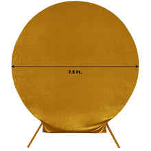 gold velvet circle with the measurement of 7.5 ft, arch covers, fitted backdrop covers