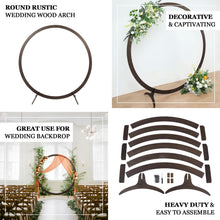 Dark Brown Rustic Wood Round Arch Backdrop Stand 7.4 Feet