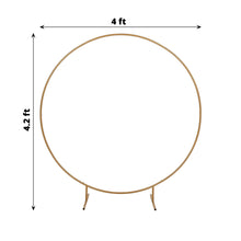 Metal Gold Circle Balloon Arch with measurements of 4.2 ft and 4 ft, suitable for backdrop stands