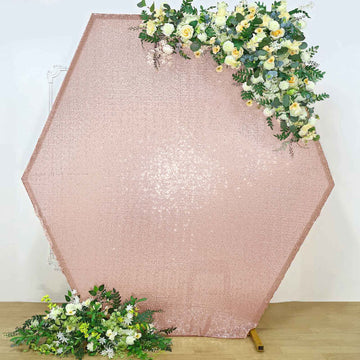 Rose Gold Sparkle Sequin Hexagon Wedding Arch Cover