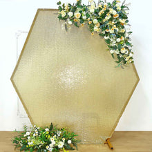 8ftx7ft Champagne Sparkle Sequin Hexagon Wedding Arch Cover, Shiny Shimmer Backdrop Stand Cover