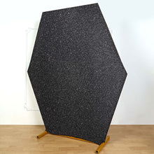 8ftx7ft Black Metallic Shimmer Tinsel Spandex Hexagon Backdrop, Wedding Arch Cover
