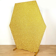 8ftx7ft Gold Metallic Shimmer Tinsel Spandex Hexagon Backdrop, 2-Sided Wedding Arch Cover