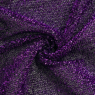 Turn Your Venue into a Spectacle with the Purple Metallic Shimmer Tinsel Spandex Hexagon Backdrop