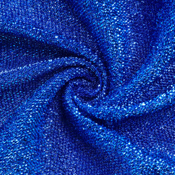 Transform Your Venue with the Royal Blue Metallic Shimmer Tinsel Spandex Hexagon Backdrop
