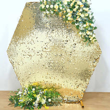 8ftx7ft Champagne Big Payette Sequin Sparkly Hexagon Wedding Arch Cover