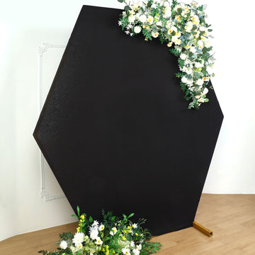 Black 2-Sided Spandex Fit Hexagon Wedding Arch Backdrop Cover 8ftx7ft