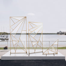 7ft Tall Gold Metal Rectangular Geometric Wedding Backdrop Floor Stand