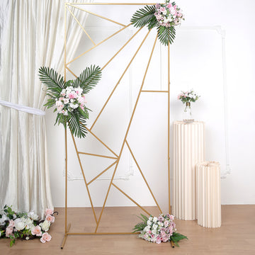 Glamorous Gold Metal Rectangular Geometric Wedding Backdrop Floor Stand