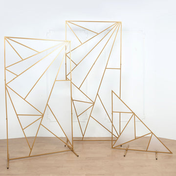 Create a Dreamy Atmosphere with the Gold Metal Triangular Geometric Wedding Backdrop Floor Stand