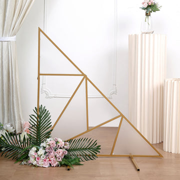 Glamorous Gold Metal Triangular Geometric Wedding Backdrop Floor Stand