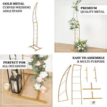 8ft Gold Metal Curved Wedding Aisle Flower Frame Stand