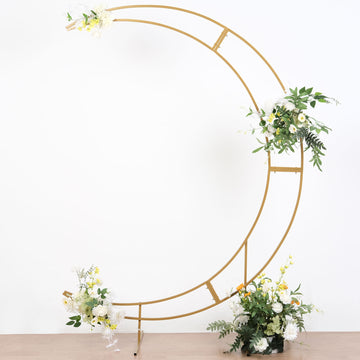 Add a Touch of Magic to Your Wedding with the Gold Metal Half Crescent Moon Wedding Arch Flower Stand