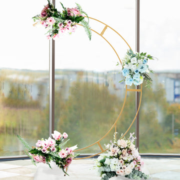 Make a Statement with the Gold Metal Half Crescent Moon Wedding Arch Flower Stand