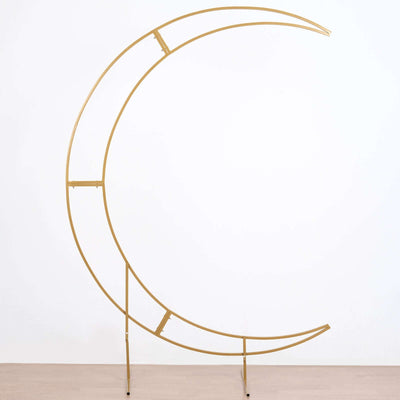 Gold crescent moon backdrop stand for events and photography