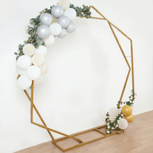 8ft Dual Gold Metal Geometric Shaped Hexagon Heptagon Wedding Arch, Event Photo Backdrop Stand