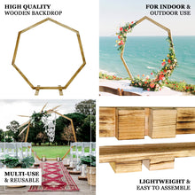 7ft Rustic Wooden Wedding Arch, Heptagonal Photo Backdrop Stand
