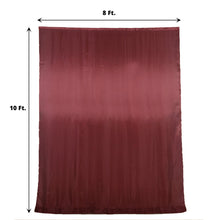 A solid burgundy satin curtain with measurements of 8 ft and 10 ft, perfect for room divider, solid backdrop curtain & dividers