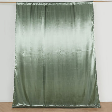 Dusty Sage Green Satin Window Drape With Rod Pocket 8ftx10ft