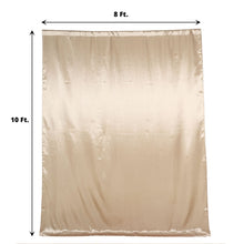 A solid satin curtain in nude color measuring 8 ft by 10 ft, perfect as a room divider