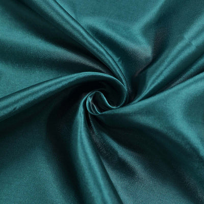 Teal satin fabric with a smooth, shiny texture.