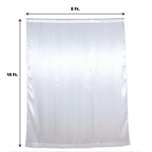 A solid white satin curtain with measurements of 8 ft and 10 ft, perfect for room divider, solid backdrop curtain & dividers
